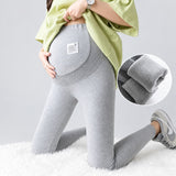 Leggings premaman termici in velluto, pantaloni invernali con interno felpato e supporto per il pancione miniatura 3