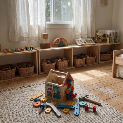 Montessori wooden tool house toy
