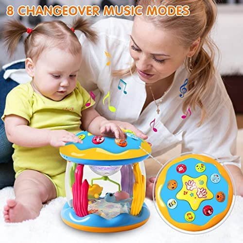 Musical carousel baby toy in play