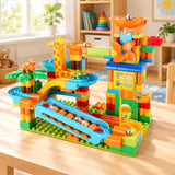 Big Marble Race Run Building Block Set with Funnel Slide, DIY Creative Track thumbnail 5