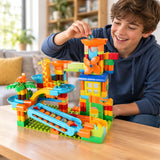 Big Marble Race Run Building Block Set with Funnel Slide, DIY Creative Track thumbnail 3