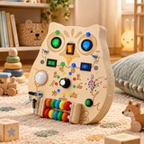 Owl Busy Board - Wooden Sensory Toy with LED Lights & Switches thumbnail 6