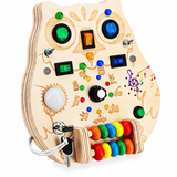 Owl Busy Board - Wooden Sensory Toy with LED Lights & Switches thumbnail 2