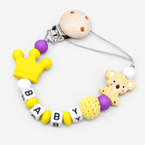 Attache-tétine personnalisé - Porte-sucette en silicone et bois miniature 5