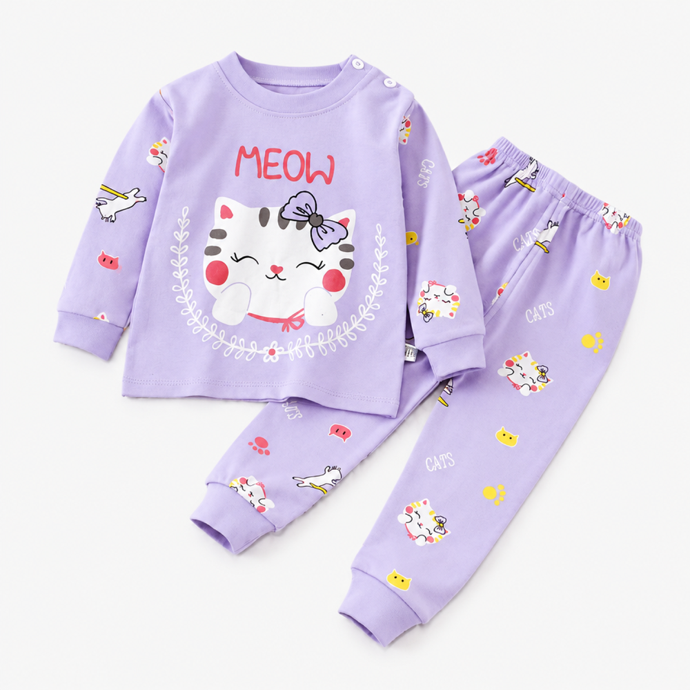 Kids Animal Print Long Sleeve Pyjama Set, Pure Cotton, Unisex