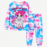 Langärmliges Mädchen-Pyjama-Set, bedruckte Baumwollmischung, Alter 3–8 Jahre Miniaturansicht 5