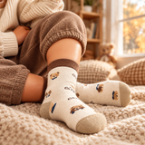 Kids 5-Pair Thick Winter Socks, Cosy Brushed Bear Stripe Crew Socks thumbnail 5