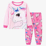 Langärmliges Mädchen-Pyjama-Set, bedruckte Baumwollmischung, Alter 3–8 Jahre Miniaturansicht 1