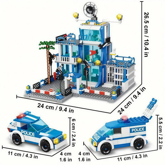 Giant Police Station building block set, box packaging and contents