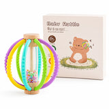 Wooden Rain Drum Baby Rattle with Silicone Teether Rings thumbnail 1