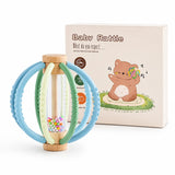 Wooden Rain Drum Baby Rattle with Silicone Teether Rings thumbnail 3