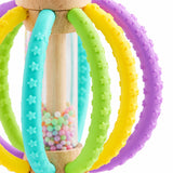 Wooden Rain Drum Baby Rattle with Silicone Teether Rings thumbnail 4