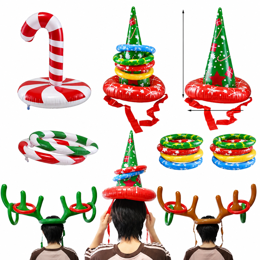Christmas Reindeer Antler Ring Toss Game - Inflatable Family Party Set