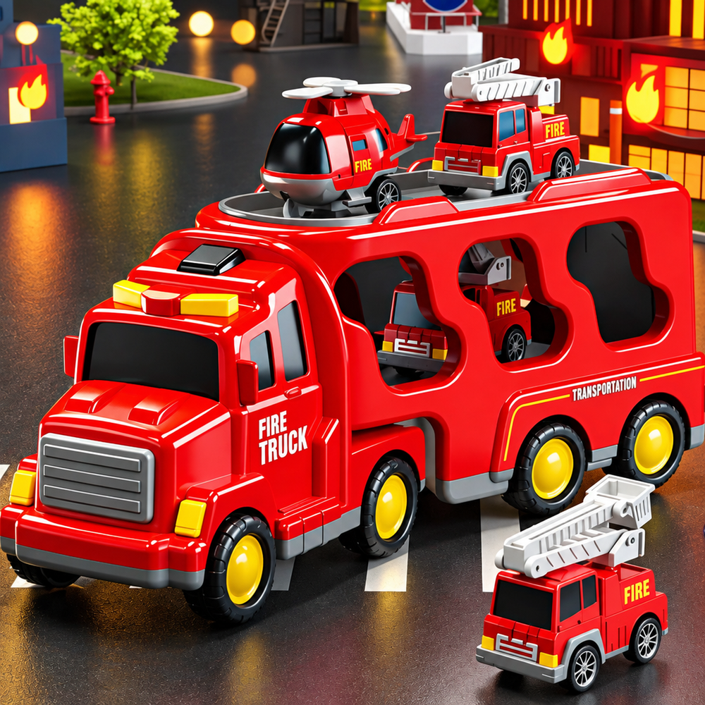 Rescue Truck Playset with Two-Level Design, Lights & Music