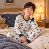 Ensemble de pyjama en coton à manches longues pour enfants, motif cartoon, unisexe miniature 4