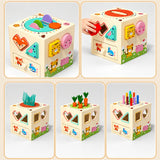 5-in-1 Wooden Shape Sorting Cube with Carrot Game miniature 5