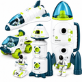 Set di gioco missione spaziale - Razzo, navetta, stazione spaziale e statuette di astronauti