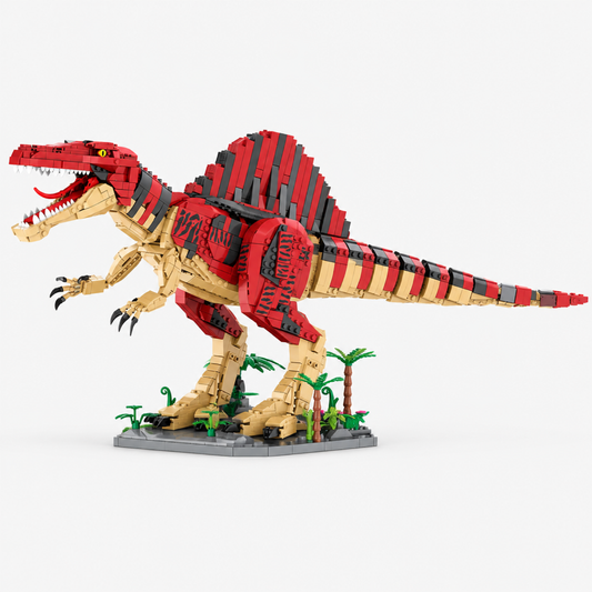 Spinosaurus building block model full side profile showing body length and segmented tail