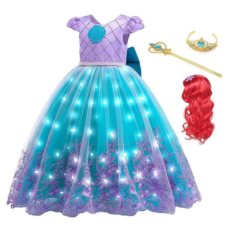 Blue mermaid dress with crown wand and wig
