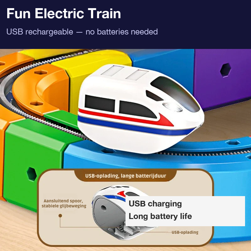 USB rechargeable electric train — no batteries needed