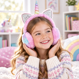 Unicorn Plush Winter Earmuffs, Tie-Dye Sequin Ear Warmers for Kids thumbnail 6