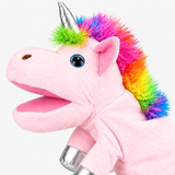 Marionnette à main licorne avec bouche articulée - Peluche arc-en-ciel miniature 6