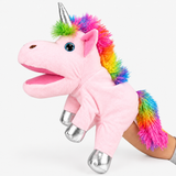 Marionnette à main licorne avec bouche articulée - Peluche arc-en-ciel miniature 4
