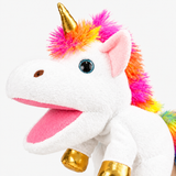 Marionnette à main licorne avec bouche articulée - Peluche arc-en-ciel miniature 3