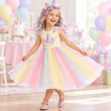 Girls Unicorn Tutu Dress with Wings & Headband – Fancy Dress Costume thumbnail 5