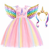 Girls Unicorn Tutu Dress with Wings & Headband – Fancy Dress Costume thumbnail 3