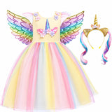 Girls Unicorn Tutu Dress with Wings & Headband – Fancy Dress Costume thumbnail 4