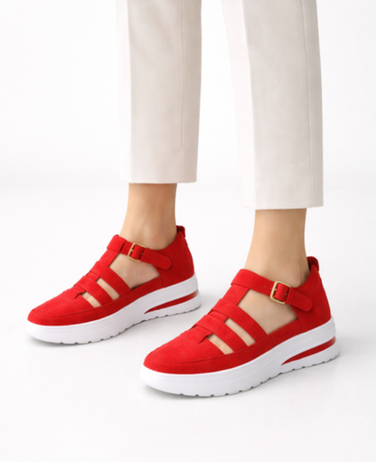 Cut-Out Platform Sneakers Women – Chunky Sole & Strap Closure, Street Style Summer Canada