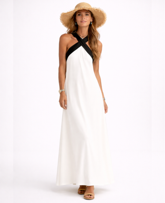 Backless Maxi Dress Women – Open Back & Cross-Over Neckline, Summer Wedding Beach Canada