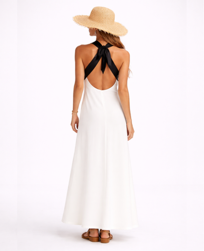 Backless Maxi Dress Women – Open Back & Cross-Over Neckline, Summer Wedding Beach Canada