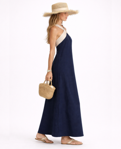 Backless Maxi Dress Women – Open Back & Cross-Over Neckline, Summer Wedding Beach Canada