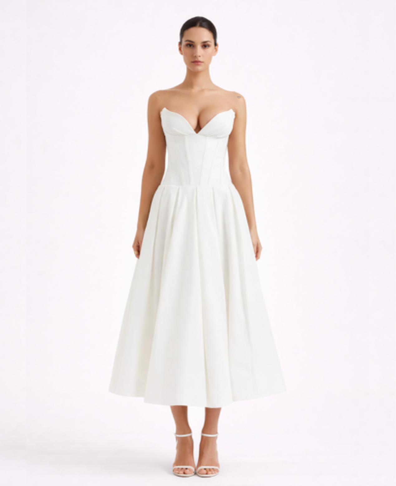 Flared Midi Dress Women – Structured Neckline & Defined Waist, Summer Wedding Guest Canada