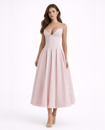 Flared Midi Dress Women – Structured Neckline & Defined Waist, Summer Wedding Guest Canada