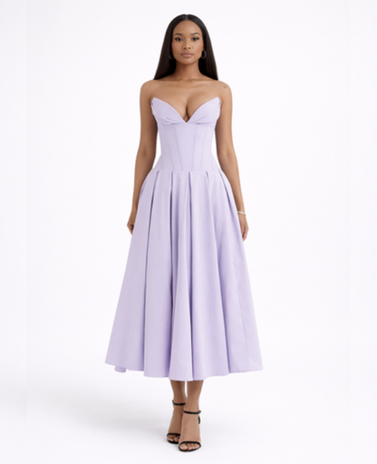 Flared Midi Dress Women – Structured Neckline & Defined Waist, Summer Wedding Guest Canada