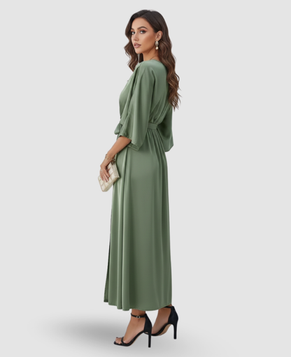 Flowy Maxi Dress Women – Batwing Sleeves & Tied Waist Side Slit, Boho Resort Summer Canada