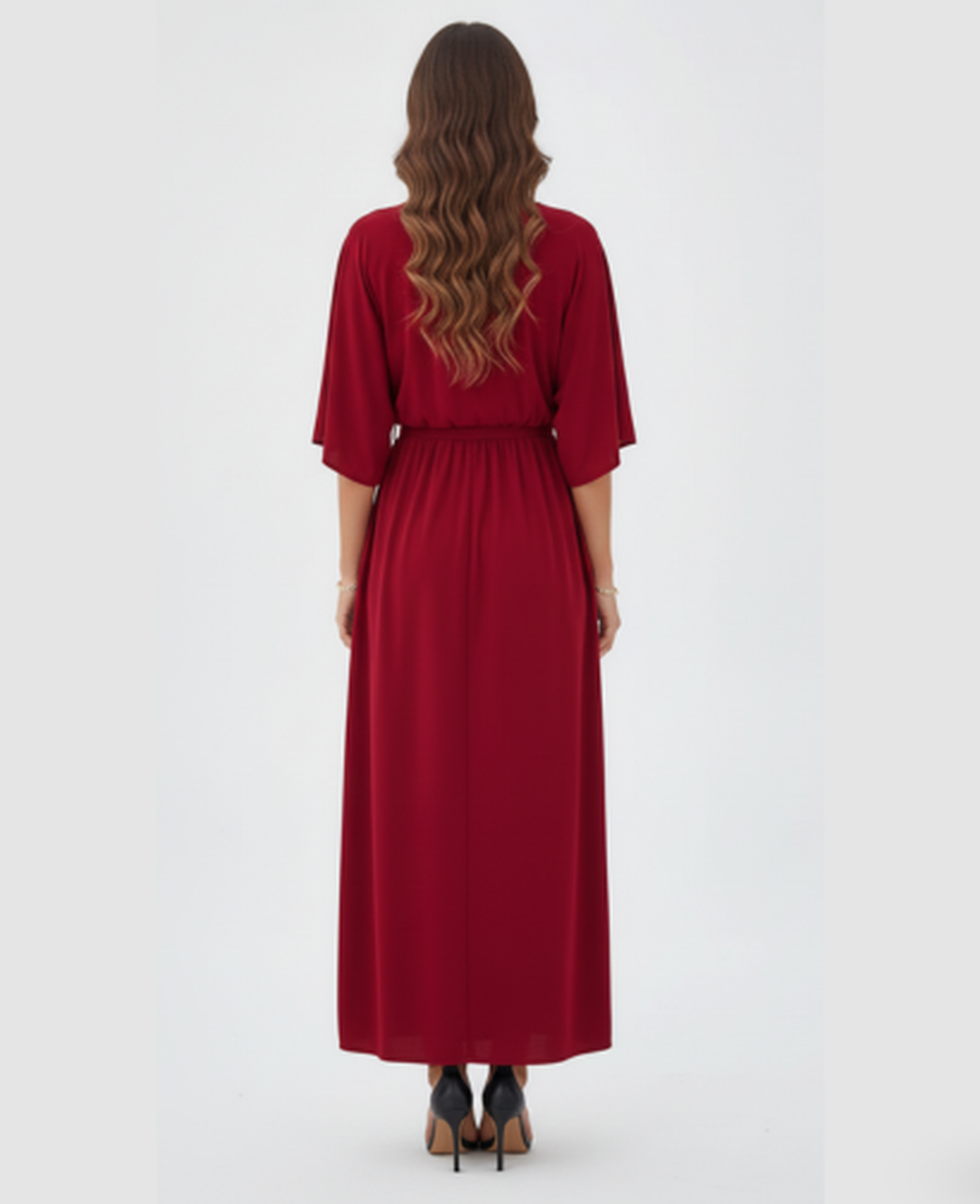 Flowy Maxi Dress Women – Batwing Sleeves & Tied Waist Side Slit, Boho Resort Summer Canada