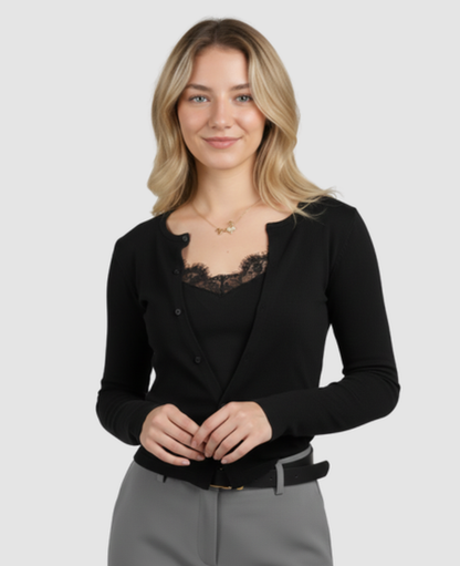 Fitted Button-Front Cardigan Women – Long Sleeve Knit & Slim Fit, Smart Casual Office Layering