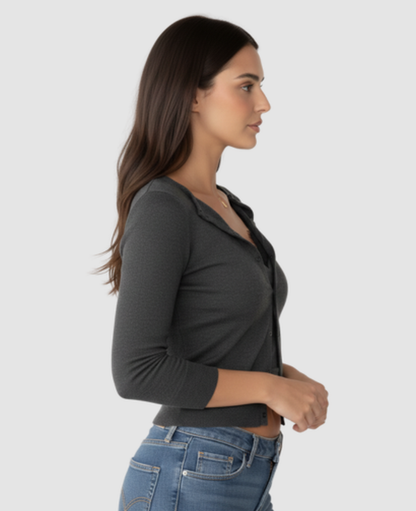 Fitted Button-Front Cardigan Women – Long Sleeve Knit & Slim Fit, Smart Casual Office Layering