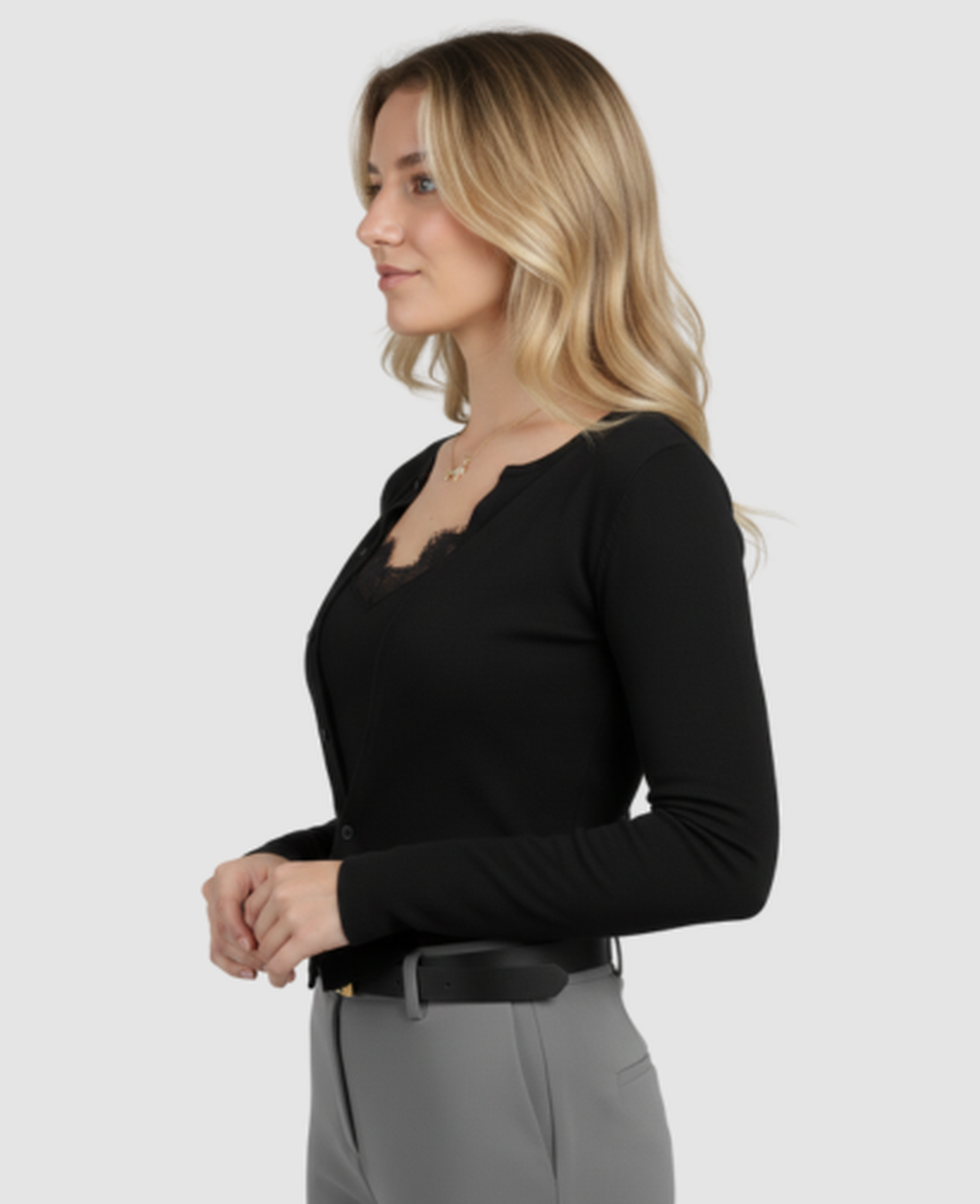 Fitted Button-Front Cardigan Women – Long Sleeve Knit & Slim Fit, Smart Casual Office Layering