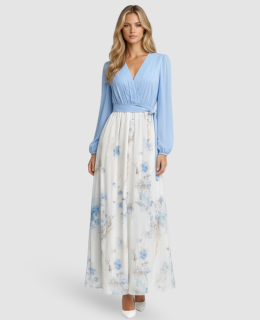 Floral Wrap Maxi Dress Women – Puff Sleeves & V-Neckline, Summer Wedding Guest Boho Canada