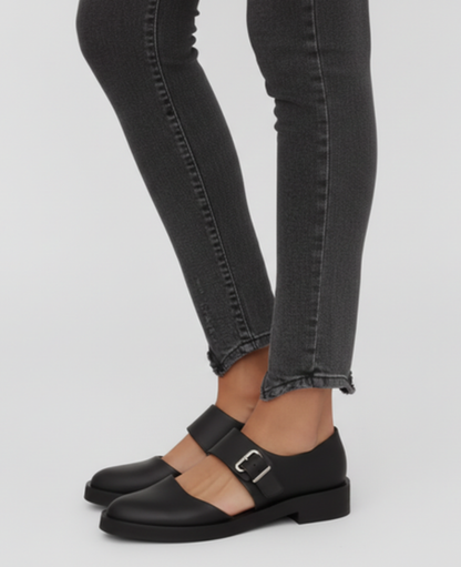 Mary Jane Buckle Shoes Women – Adjustable Strap & Notched Derby Sole, Classic Casual Chic