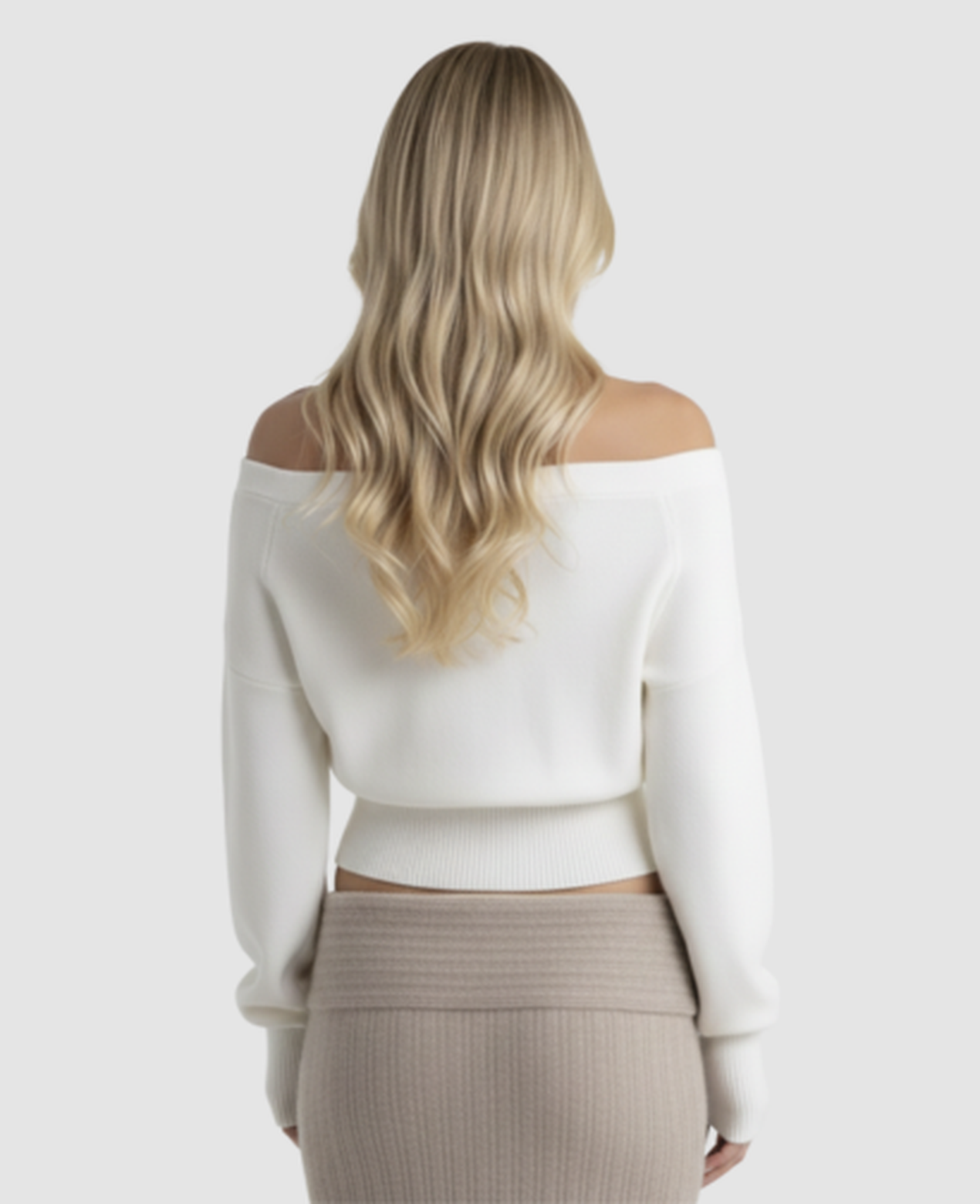 Asymmetric Bare-Shoulder Sweater Women – Cropped Fitted Knit & Off-Shoulder Neckline, Chic Casual Elevated