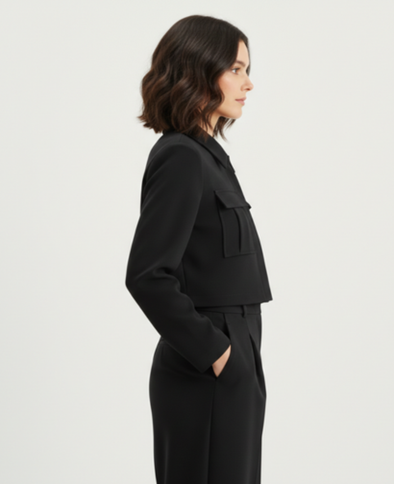 Cargo Two-Piece Set Women – Cropped Jacket & Pleated Wide-Leg Trousers, City Chic Utility