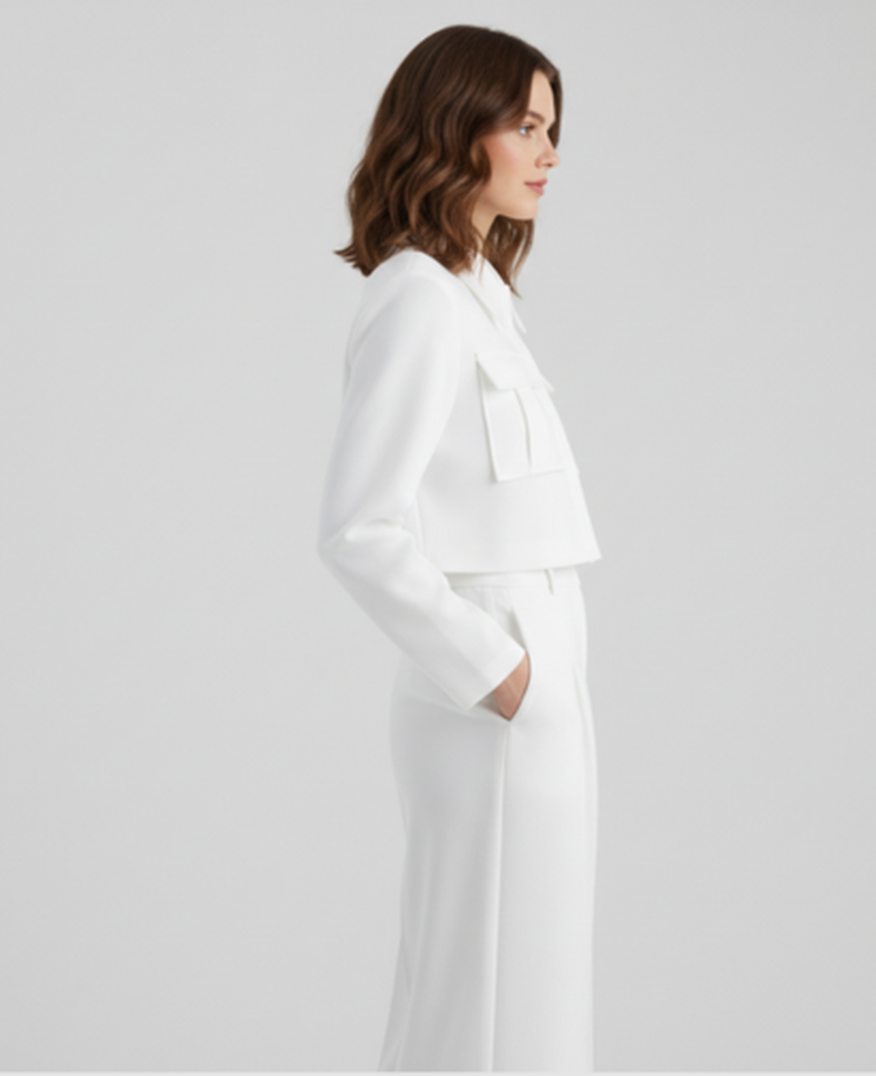 Cargo Two-Piece Set Women – Cropped Jacket & Pleated Wide-Leg Trousers, City Chic Utility