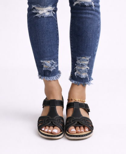 Criss-Cross Flat Sandals Women – Adjustable Ankle Strap & Non-Slip Sole, Patio Season Summer