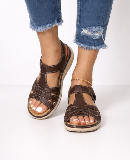 Criss-Cross Flat Sandals Women – Adjustable Ankle Strap & Non-Slip Sole, Patio Season Summer